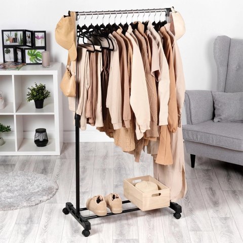 Vilde Wieszak na Ubrania Stojący na Kółkach Metalowy Czarny Solidny VILDE 140 cm