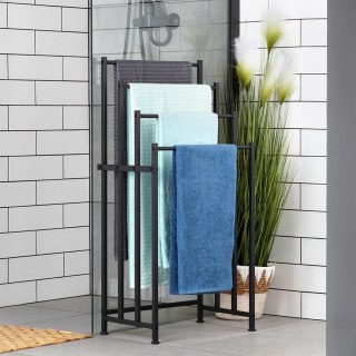Vilde Wieszak na ręczniki stojący metalowy czarny