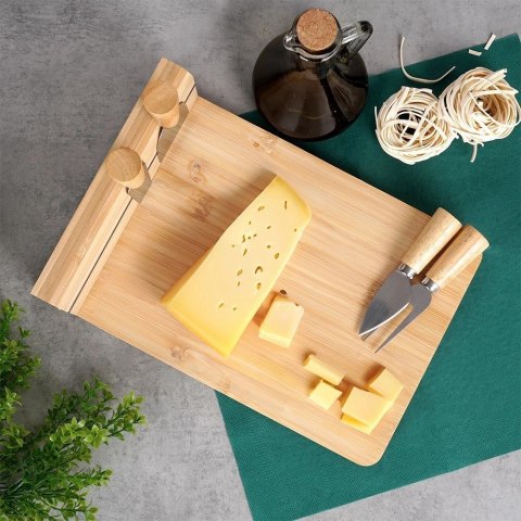 EXCELLENT HOUSEWARE Zestaw Deska do Serów z Nożami Bambusowa Ekologiczna ORION 5 el.