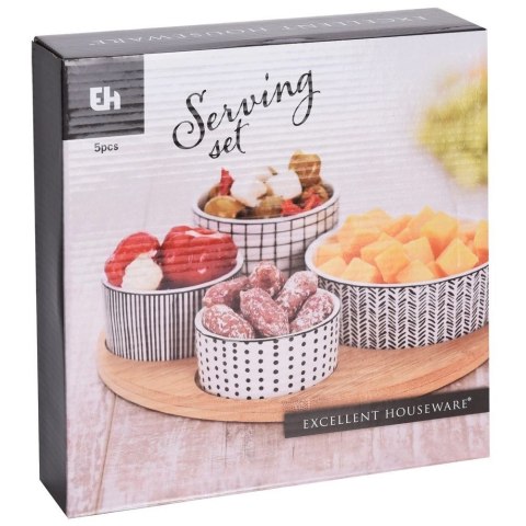 EXCELLENT HOUSEWARE Zestaw do Przystawek Przekąsek 4 Miseczki + Deska EXCELLENT HOUSEWARE