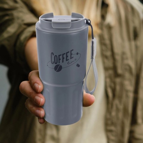 Grupa Orion Sp. z o.o. Kubek Termiczny 590 ml ORION TERMO Szary Coffee Time z Uchem Szczelny