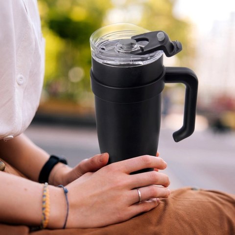 Grupa Orion Sp. z o.o. Kubek termiczny stalowy czarny z uchwytem TERMO 1,2 l