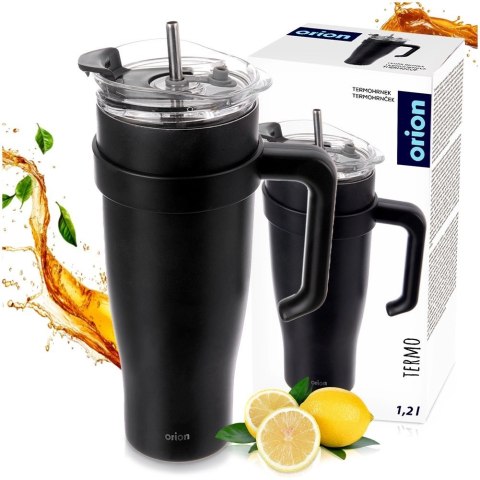 Grupa Orion Sp. z o.o. Kubek termiczny stalowy czarny z uchwytem TERMO 1,2 l