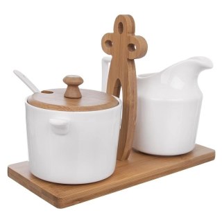 Orion Zestaw Cukierniczka Mlecznik w Stojaku Porcelanowe Białe ORION 2 x 280 ml