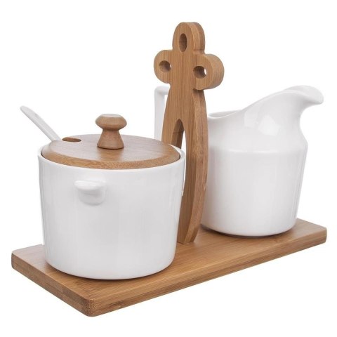 Orion Zestaw Cukierniczka Mlecznik w Stojaku Porcelanowe Białe ORION 2 x 280 ml