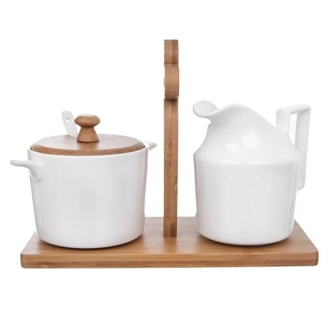 Orion Zestaw Cukierniczka Mlecznik w Stojaku Porcelanowe Białe ORION 2 x 280 ml