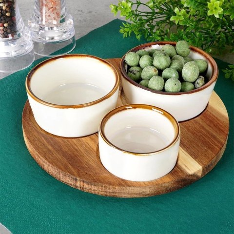 Orion Zestaw Miseczki na Przekąski Ceramiczne na Tacy EXCELLENT HOUSEWARE 3 szt.
