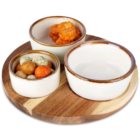 Orion Zestaw Miseczki na Przekąski Ceramiczne na Tacy EXCELLENT HOUSEWARE 3 szt.