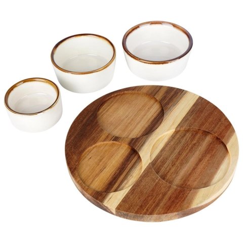 Orion Zestaw Miseczki na Przekąski Ceramiczne na Tacy EXCELLENT HOUSEWARE 3 szt.