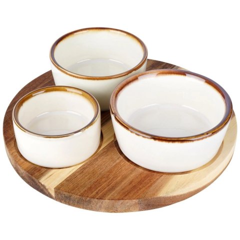 Orion Zestaw Miseczki na Przekąski Ceramiczne na Tacy EXCELLENT HOUSEWARE 3 szt.