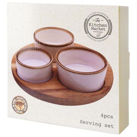 Orion Zestaw Miseczki na Przekąski Ceramiczne na Tacy EXCELLENT HOUSEWARE 3 szt.