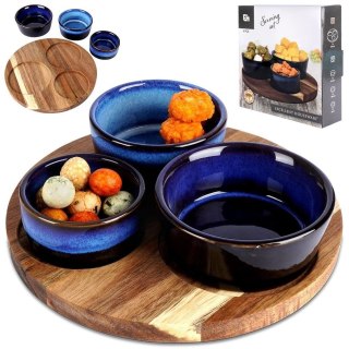 Orion Zestaw Miseczki na Przekąski Ceramiczne na Tacy EXCELLENT HOUSEWARE 4 el.