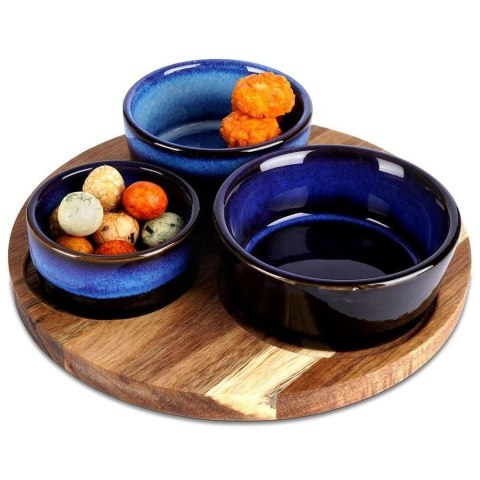 Orion Zestaw Miseczki na Przekąski Ceramiczne na Tacy EXCELLENT HOUSEWARE 4 el.
