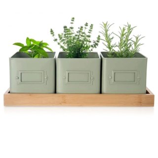 Orion Zestaw Osłonki na Doniczkę Zioła Rośliny z Podstawką Metalowe ORION 4 el.