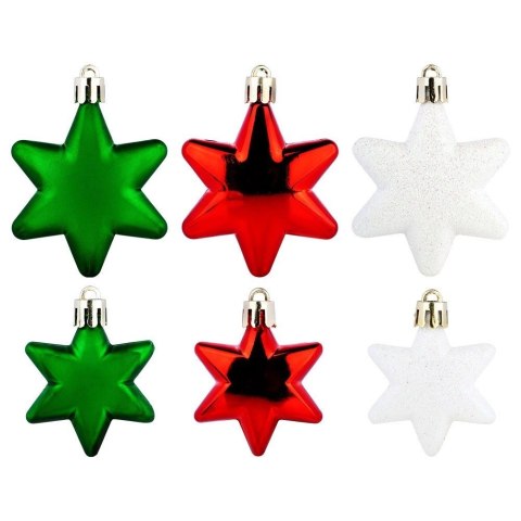 Grupa Orion Sp. z o.o. Bombki Choinkowe VILDE Gwiazdki Czerwone Zielone Białe 5/6 cm 16 szt.