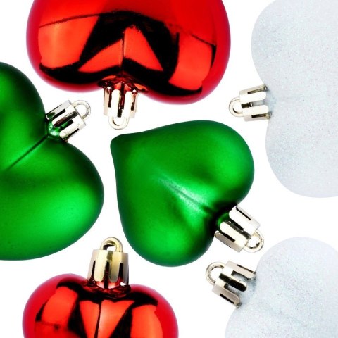 Grupa Orion Sp. z o.o. Bombki Choinkowe VILDE Serduszka Czerwone Zielone Białe 6,5/4,5 cm
