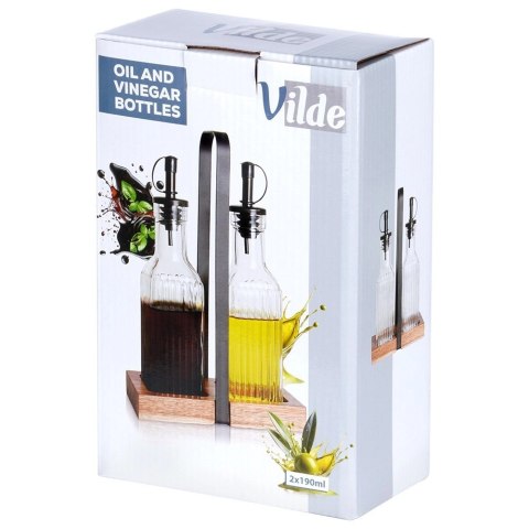 Grupa Orion Sp. z o.o. Butelki na Oliwe i Ocet VILDE 2x 190 ml Szklane Ze Stojakiem