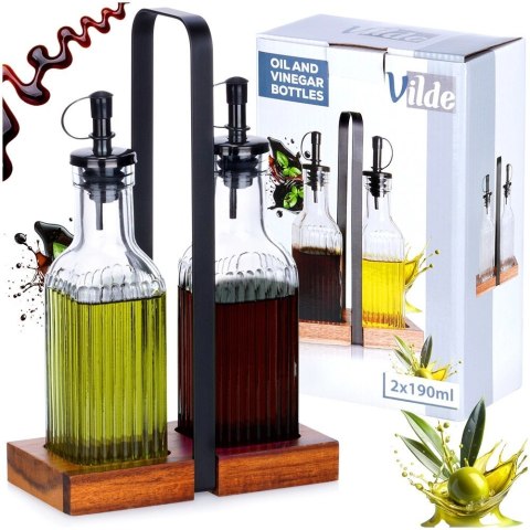 Grupa Orion Sp. z o.o. Butelki na Oliwe i Ocet VILDE 2x 190 ml Szklane Ze Stojakiem