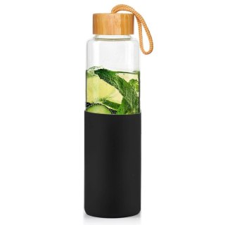 Grupa Orion Sp. z o.o. Butelka na Wodę VILDE Szklana 600 ml Silikonowy Pokrowiec Czarny