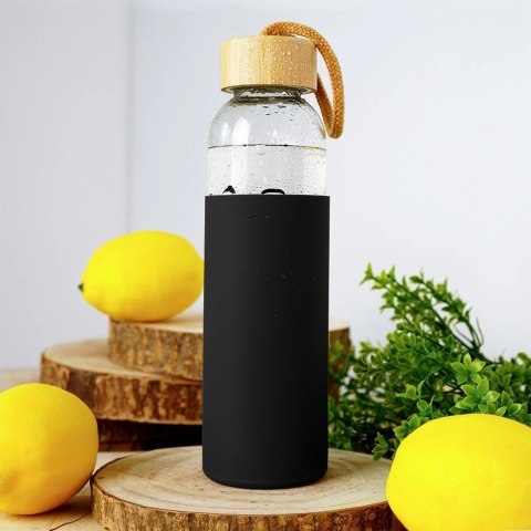 Grupa Orion Sp. z o.o. Butelka na Wodę VILDE Szklana 600 ml Silikonowy Pokrowiec Czarny