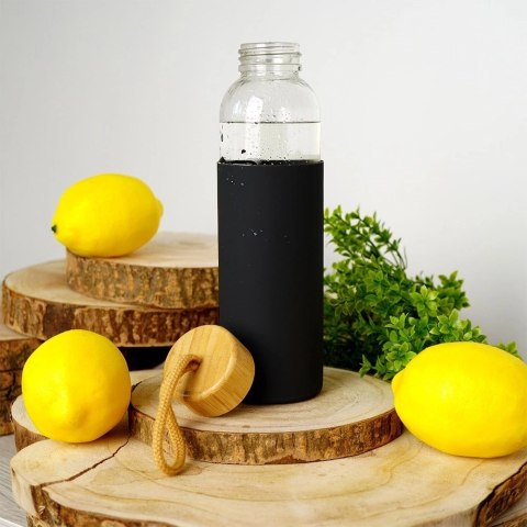 Grupa Orion Sp. z o.o. Butelka na Wodę VILDE Szklana 600 ml Silikonowy Pokrowiec Czarny