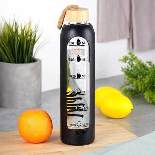 Grupa Orion Sp. z o.o. Butelka Szklana VILDE 518 ml Borokrzemowe z Pokrowcem i Bambusową Zakrętką