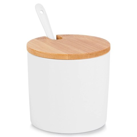 Grupa Orion Sp. z o.o. Cukierniczka Ceramiczna VILDE 250 ml Biała z Pokrywką i Łyżeczką
