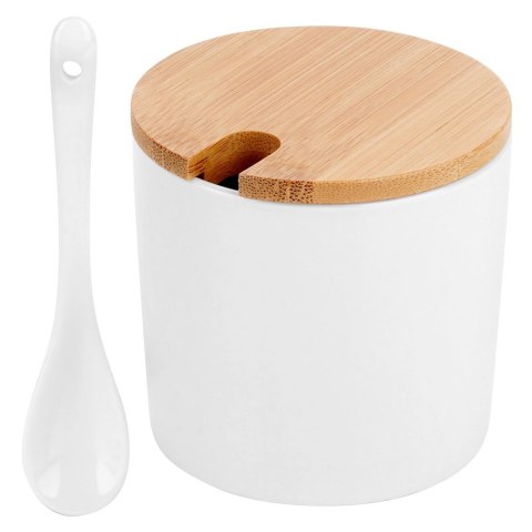Grupa Orion Sp. z o.o. Cukierniczka Ceramiczna VILDE 250 ml Biała z Pokrywką i Łyżeczką
