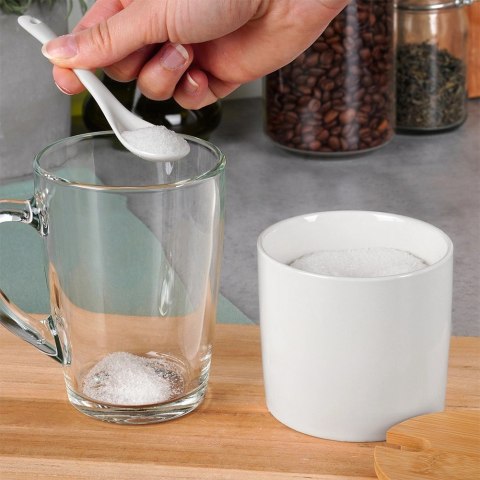 Grupa Orion Sp. z o.o. Cukierniczka Ceramiczna VILDE 250 ml Biała z Pokrywką i Łyżeczką