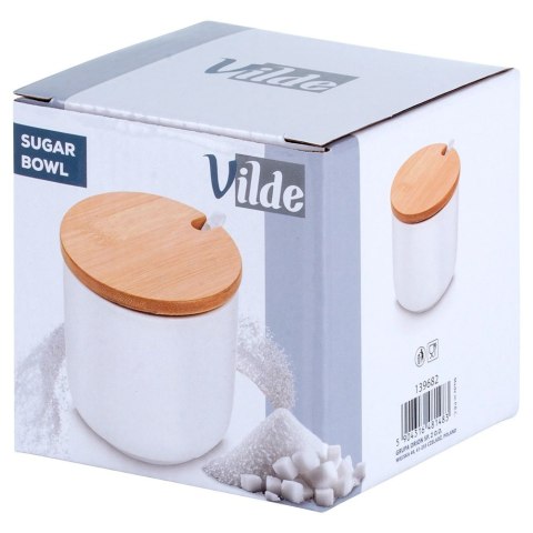 Grupa Orion Sp. z o.o. Cukierniczka Ceramiczna VILDE 250 ml Biała z Pokrywką i Łyżeczką