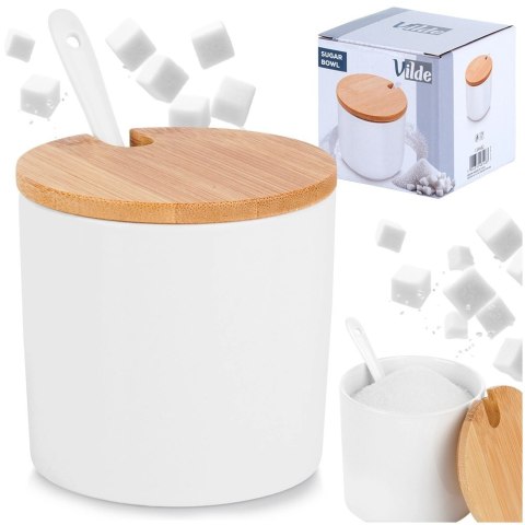 Grupa Orion Sp. z o.o. Cukierniczka Ceramiczna VILDE 250 ml Biała z Pokrywką i Łyżeczką