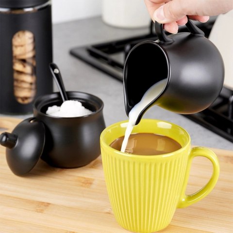 Grupa Orion Sp. z o.o. Zestaw Cukierniczka i Mlecznik VILDE 3 el. Porcelana Czarna z Łyżeczką