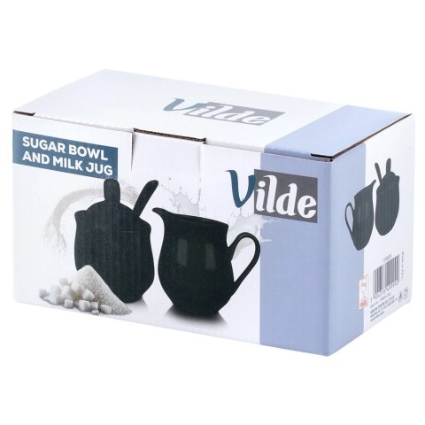 Grupa Orion Sp. z o.o. Zestaw Cukierniczka i Mlecznik VILDE 3 el. Porcelana Czarna z Łyżeczką