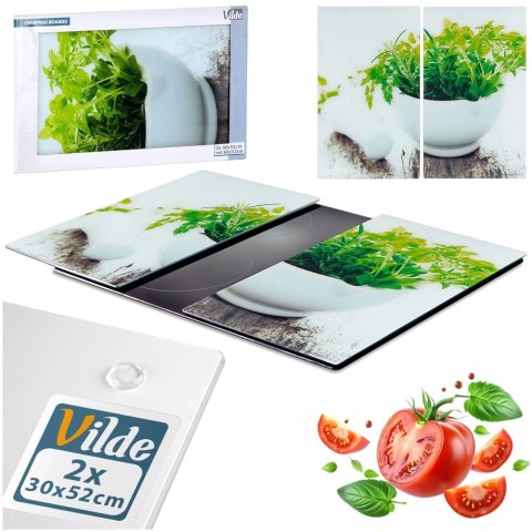 Grupa Orion Sp. z o.o. Deski Szklane VILDE 2 szt. 60 x 52 cm Osłona Kuchenki Hartowane z Ziołami