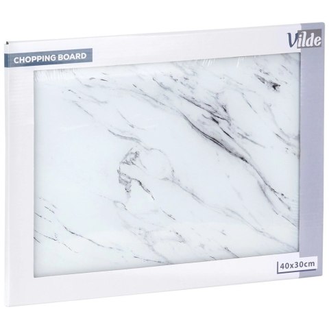 Grupa Orion Sp. z o.o. Deska do Krojenia Szklana VILDE 40x30 cm Hartowana Marmur Biały Dekoracyjna
