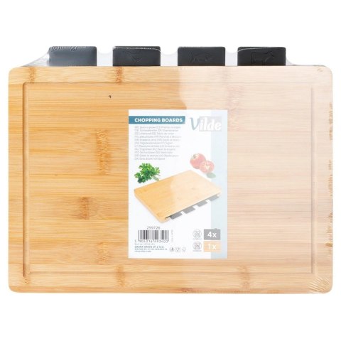 Grupa Orion Sp. z o.o. Zestaw Desek do Krojenia VILDE 5 el. ze Stojakiem Bambusowym