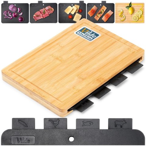 Grupa Orion Sp. z o.o. Zestaw Desek do Krojenia VILDE 5 el. ze Stojakiem Bambusowym