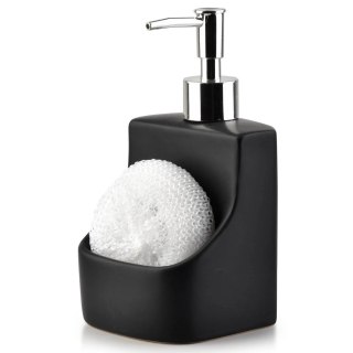 Grupa Orion Sp. z o.o. Dozownik do Naczyń Ceramiczny VILDE 400 ml z Gąbką i Kieszenią, Czarny Mat