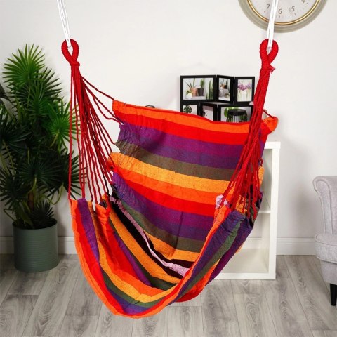 Grupa Orion Sp. z o.o. Hamak Brazylijski VILDE Fotel Podwieszany 96 x 130 cm Kolorowy Relaks