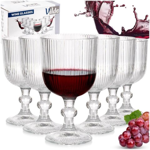Grupa Orion Sp. z o.o. Kieliszki do Wina VILDE Szklane Ryflowane 6 szt. 340 ml Zmywarka