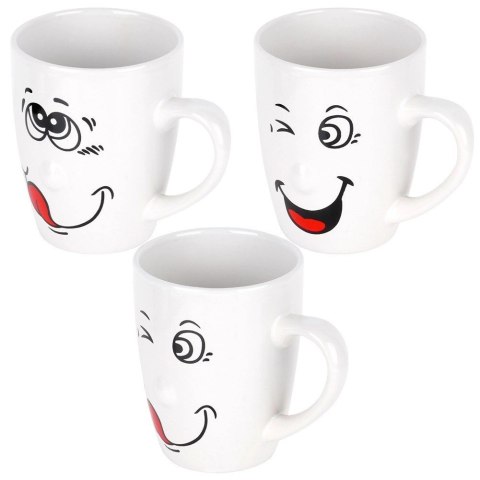 Vilde Zestaw Kubki Ceramiczne Białe Zabawne Buźki do Kawy Herbaty ORION 6 szt.