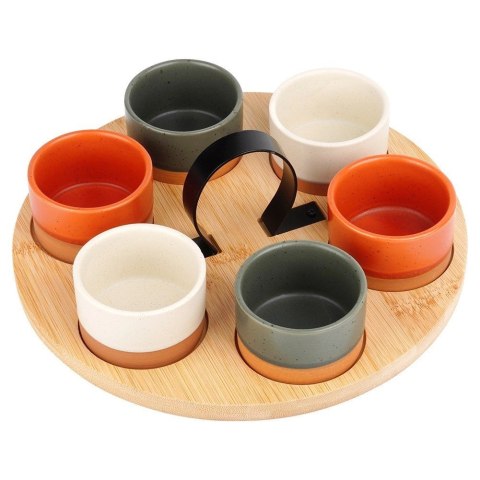 Grupa Orion Sp. z o.o. Miseczki na Przekąski 6 szt na tacy Bambusowej 80 ml EXCELLENT HOUSEWARE