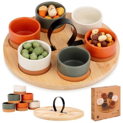 Grupa Orion Sp. z o.o. Miseczki na Przekąski 6 szt na tacy Bambusowej 80 ml EXCELLENT HOUSEWARE