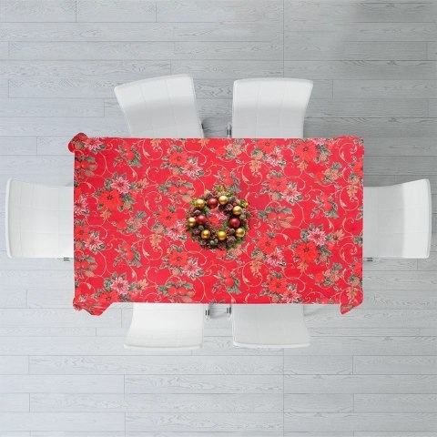 Grupa Orion Sp. z o.o. Obrus Świąteczny Plamoodporny 180 x 130 cm Czerwony EXCELLENT HOUSEWARE