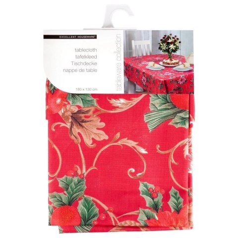 Grupa Orion Sp. z o.o. Obrus Świąteczny Plamoodporny 180 x 130 cm Czerwony EXCELLENT HOUSEWARE
