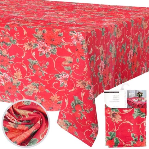 Grupa Orion Sp. z o.o. Obrus Świąteczny Plamoodporny 180 x 130 cm Czerwony EXCELLENT HOUSEWARE