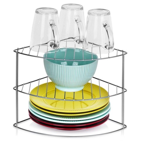 AM/63 Półka Kuchenna Metalowa Narożna Szara 23 x 23 cm SG 3 Poziomy