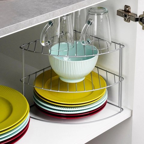 AM/63 Półka Kuchenna Metalowa Narożna Szara 23 x 23 cm SG 3 Poziomy