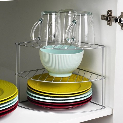 AM/63 Półka Kuchenna Metalowa Narożna Szara 23 x 23 cm SG 3 Poziomy