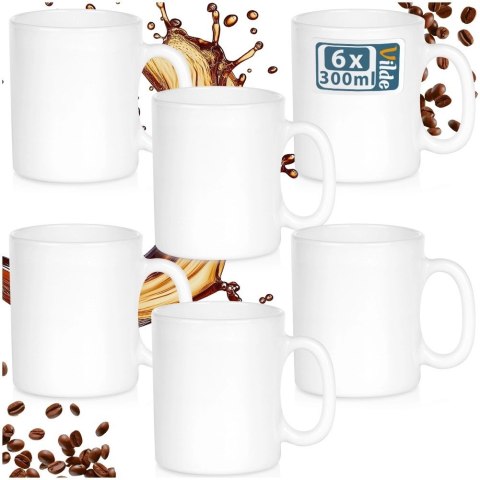 Grupa Orion Sp. z o.o. Kubki Szklane 300 ml 6 Szt. ORION Białe Szkło Opalowe do Zmywarki